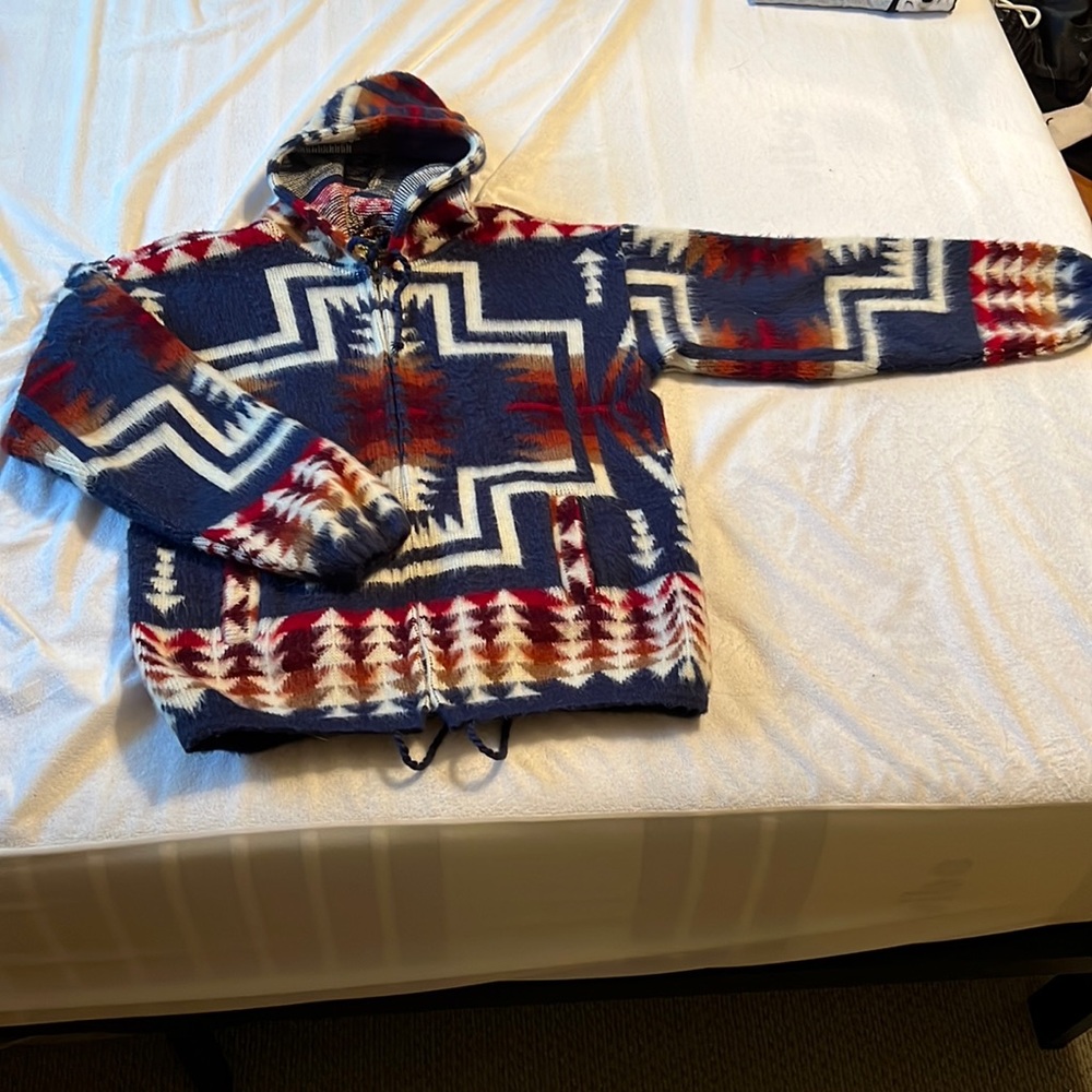 Ecuadorian Drug Rug Hooded Zip-Up Jacket Uni-Sex Size Small